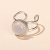 304 Stainless Steel & Natural White Jade Cuff Rings FS-WGDE3F0-11-1