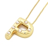 Brass & Plastic Pearl Letter Pandent Box Chain Necklaces for Women NJEW-U017-01G-16-2