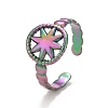 Rainbow Color Ion Plating (IP) 304 Stainless Steel Open Cuff Rings RJEW-A005-27MC-2