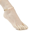 Natural Pearl Beaded Link Anklet with Brass Cob Chains for Women AJEW-AN00525-3