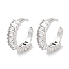 Rectangle Brass Cubic Zirconia Cuff Earrings for Women LS-EJEW-E310-09P-1