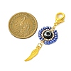 Flat Round with Evil Eye Resin & Glass Seed Pendant Decorations HJEW-MZ00095-02-4