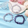 3Pcs Natural Amethyst & Natural Blue Lace Agate Chip Beaded Stretch Bracelet Sets BJEW-JB10864-5