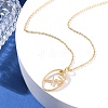 304 Stainless Steel Cubic Zirconia Twelve Constellations Runes Pendant Cable Chain Necklaces for Women NJEW-B121-02G-09-1