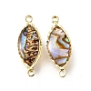 Brass Pave Natural Paua Shell Connector Charms KK-E794-01G-09-1