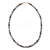 Round Natural Obsidian & Twist Synthetic Non-Magnetic Hematite Beaded Necklaces NJEW-JN05728-02-4