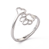 Non-Tarnish 201 Stainless Steel Heart & Dog Paw Prints Adjustable Ring for Women RJEW-K238-09P-3