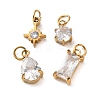 4Pcs 4 Styles 304 Stainless Steel & Glass Pendants GL-CBAC8BB-01G-04-1