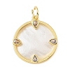 Brass Micro Pave Clear Cubic Zirconia & Natural White Shell Pendants CU-CBA6938-12G-01-1