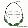 Boho Hollow Wood Leaf Beaded Black Multi-Strand PU Leather Necklaces for Women WGCAA73-01-5