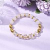 Round Natural White Jade & Cube Glass Beaded Stretch Bracelets for Women BJEW-JB11052-2