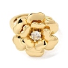 Rack Plating Flower Brass Micro Pave Clear Cubic Zirconia Adjustable Rings RJEW-S413-02G-2