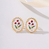 Elegant Alloy Enamel Flower Stud Earrings VA1196-4