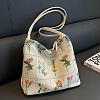 Flower Printed Polyester Women's Tote Bags PW-WG102BE-02-1