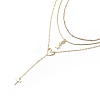3Pcs 3 Style Brass Star & Heart & Cross Pendant Necklaces Set with Satellite Chains NJEW-JN04074-1