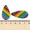 Pride Rainbow Theme Resin & Walnut Wood Pendants WOOD-K012-09A-3