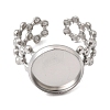 Hollow Flower 304 Stainless Steel Cuff Ring Components STAS-P454-03C-P-2