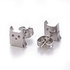 Tarnish Resistant 304 Stainless Steel Kitten Stud Earrings EJEW-F227-15P-2