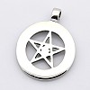 Retro Pentagram with Flat Round 304 Stainless Steel Pendants STAS-F006-007-2