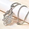 304 Stainless Steel Laser Cut Flower Musical Note Pendant Box Chain Necklaces for Women Men NJEW-E156-02P-1