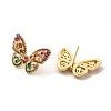 Colorful Cubic Zirconia Butterfly Stud Earrings EJEW-F302-06G-2