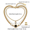 304 Stainless Steel Crystal Rhinestone Rectangle & Acrylic Flat Round Link 2-strand Bracelets for Women WGEBB33-01-1