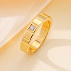 304 Stainless Steel & Cubic Zirconia Finger Rings FS-WG10832-04-2