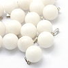 Round Natural White Jade Pendants G-Q434-11-1