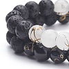 2Pcs 2 Color Round Glass & Natural Lava Rock Beaded Stretch Bracelets Set BJEW-JB07910-4