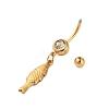 304 Stainless Steel Crystal Rhinestone Carved Barbell Dangle Belly Rings LS-STAS-C147-18B-G-3