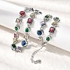 Brass Pave Colorful Cubic Zirconia Geometric Link Chain Necklaces NJEW-P337-01P-1
