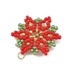 Christmas Brass & Glass Seed Beaded Pendants PALLOY-MZ01432-2