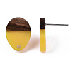 Resin & Walnut Wood Stud Earring Findings MAK-N032-006A-A04-4