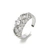 Brass Micro Pave Cubic Zirconia Cuff Open Rings RJEW-C163-24P-4