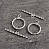 Platinum Plated Ring 925 Sterling Silver Toggle Clasps STER-K014-H733-15mm-P-2