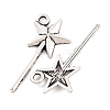 Fairy Tale Tibetan Style Alloy Magic Wand Pendants X-TIBEP-36112-AS-RS-3