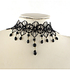 Gothic Style Vintage Lace Choker Necklaces with Glass Beads NJEW-R227-64-1