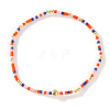 Bohemian Glass Seed Beads & Brass Stretch Bracelets for Women TI8364-8-1