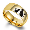 Cat Shape Pattern 201 Stainless Steel Finger Rings FS-WG30D97-05-1