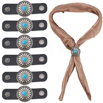 6Pcs PU Leather with Alloy Scarf Clips FIND-CL0001-84A-1