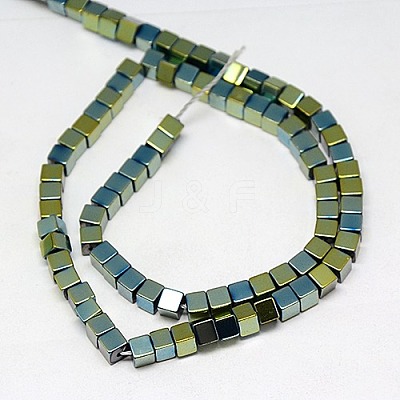 Electroplate Non-magnetic Synthetic Hematite Beads Strands G-J170A-4x4mm-05-1
