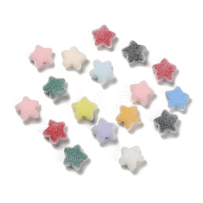 Flocky Opaque Acrylic Beads OACR-I026-02B-1