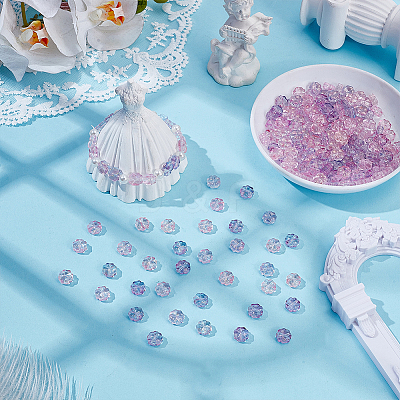 200Pcs 2 Colors Transparent Glass Beads GLAA-WR0001-16-1