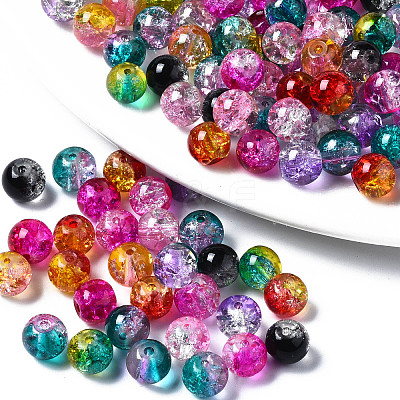 Transparent Crackle Baking Paint Glass Beads DGLA-N033-10-1