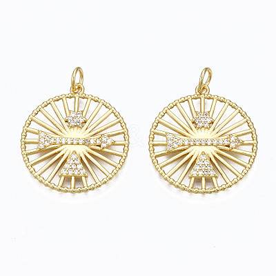 Brass Micro Pave Clear Cubic Zirconia Pendants ZIRC-N039-127-NF-1