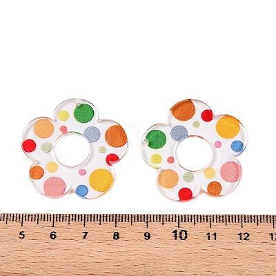 Flower Theme Printed Acrylic Pendants OACR-T028-06I-1