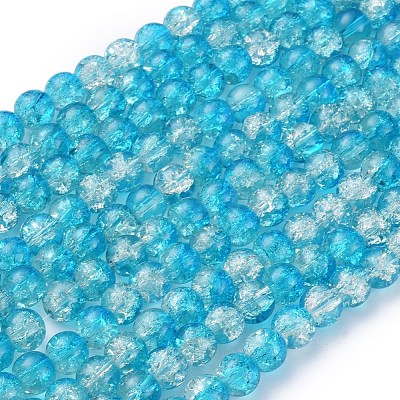 Baking Paint Crackle Glass Beads Strands X-CCG-S001-8mm-06-1