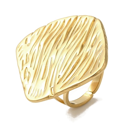 Ion Plating(IP) 304 Stainless Steel Rhombus Open Cuff Rings for Women RJEW-Z053-03G-1