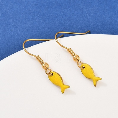 Ocean Series 304 Stainless Steel Enamel Dangle Earrings LS-EJEW-K017-01E-G-1
