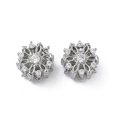 Brass Clear Cubic Zirconia Beads KK-D228-27P-1